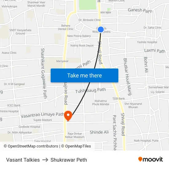Vasant Talkies to Shukrawar Peth map