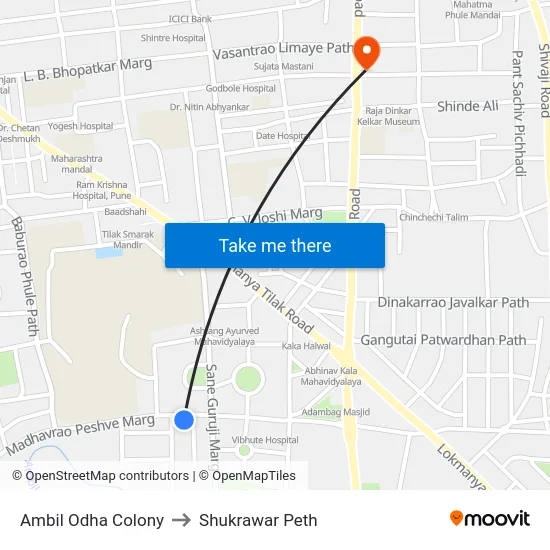 Ambil Odha Colony to Shukrawar Peth map
