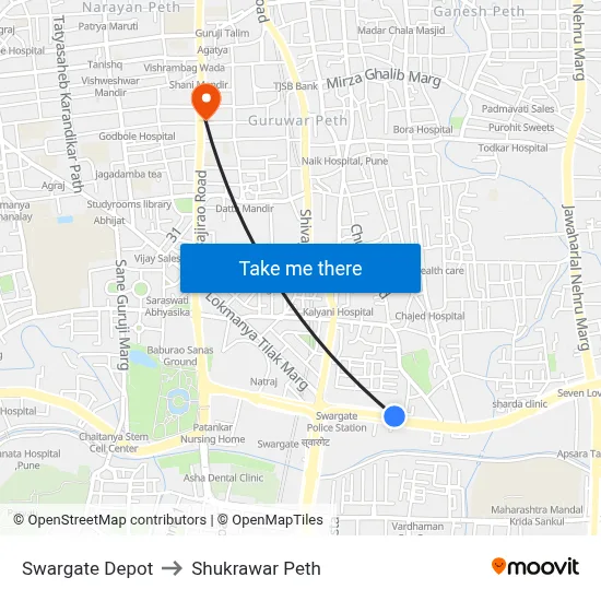 Swargate Depot to Shukrawar Peth map