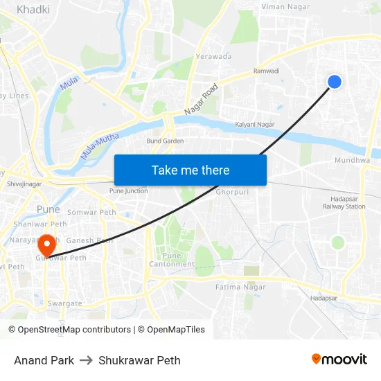 Anand Park to Shukrawar Peth map