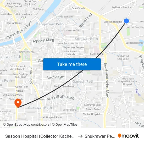 Sasoon Hospital (Collector Kacheri) to Shukrawar Peth map