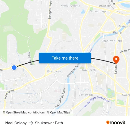 Ideal Colony to Shukrawar Peth map