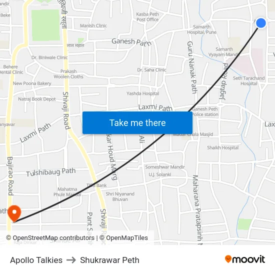 Apollo Talkies to Shukrawar Peth map