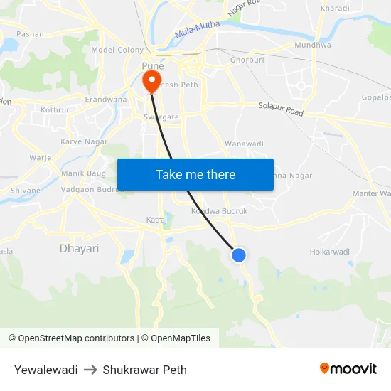 Yewalewadi to Shukrawar Peth map