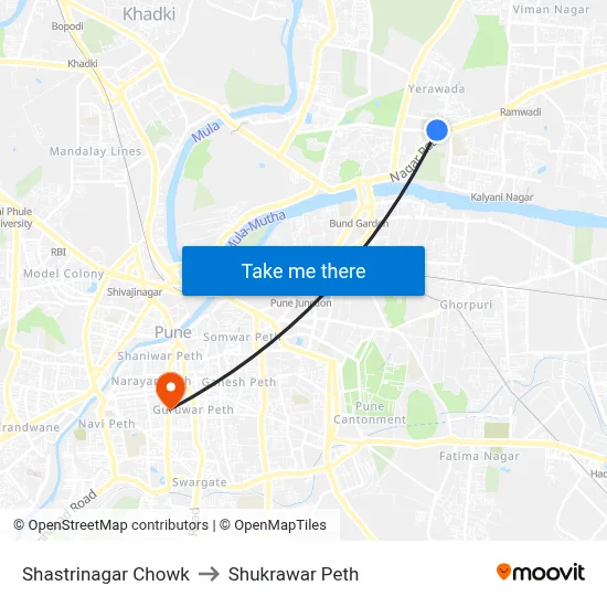 Shastrinagar Chowk to Shukrawar Peth map