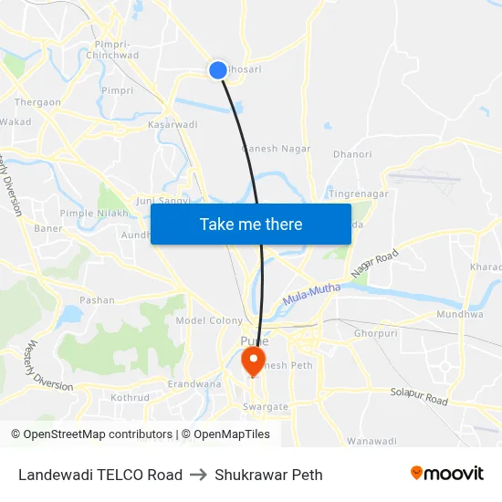 Landewadi TELCO Road to Shukrawar Peth map