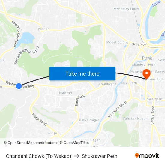 Chandani Chowk (To Wakad) to Shukrawar Peth map