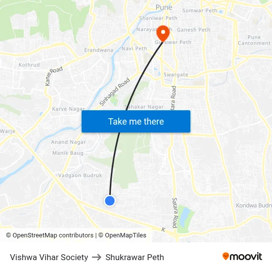 Vishwa Vihar Society to Shukrawar Peth map