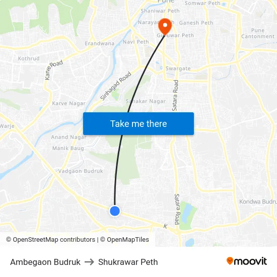 Ambegaon Budruk to Shukrawar Peth map