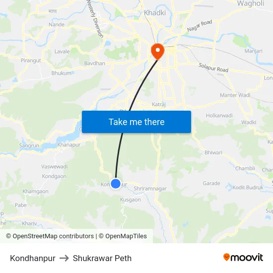 Kondhanpur to Shukrawar Peth map