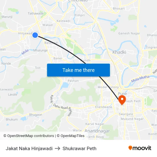 Jakat Naka Hinjawadi to Shukrawar Peth map