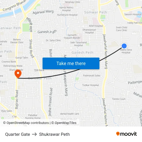 Quarter Gate to Shukrawar Peth map