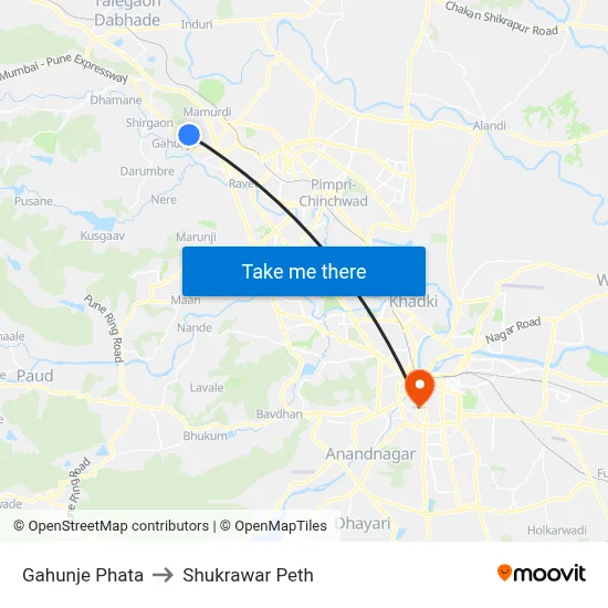 Gahunje Phata to Shukrawar Peth map