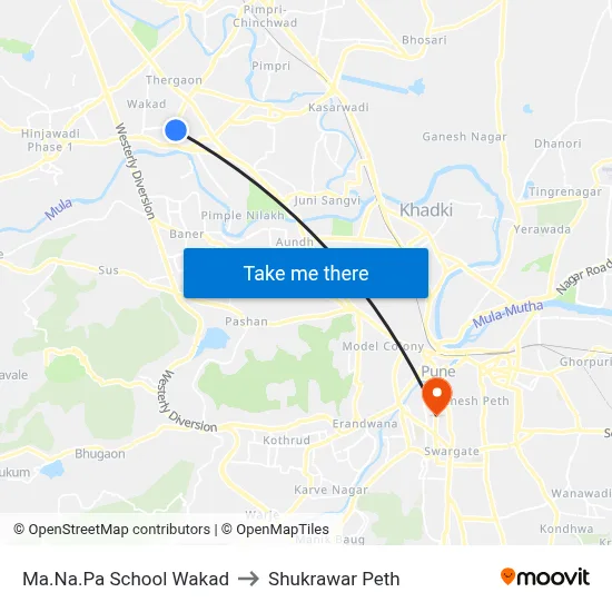 Ma.Na.Pa School Wakad to Shukrawar Peth map