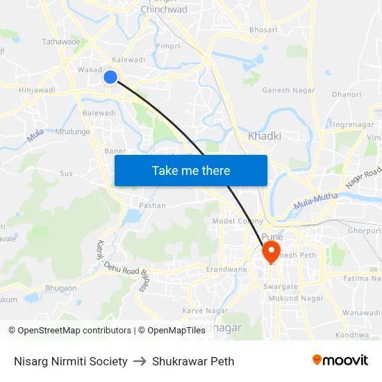 Nisarg Nirmiti Society to Shukrawar Peth map