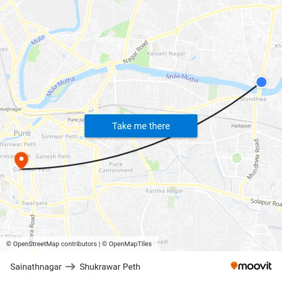 Sainathnagar to Shukrawar Peth map