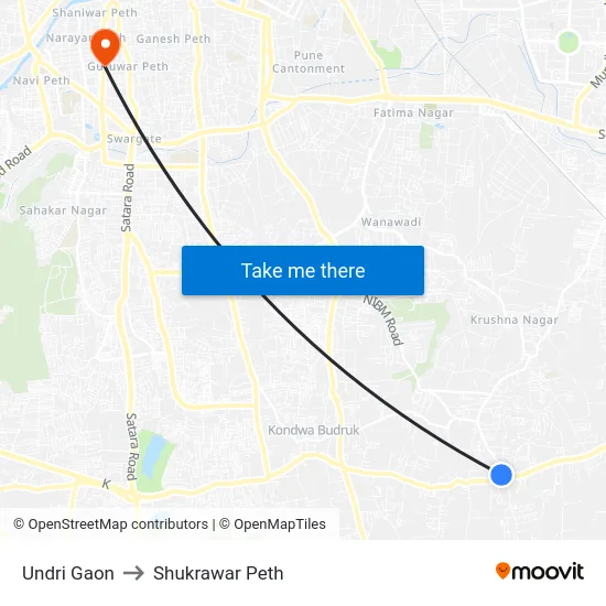 Undri Gaon to Shukrawar Peth map