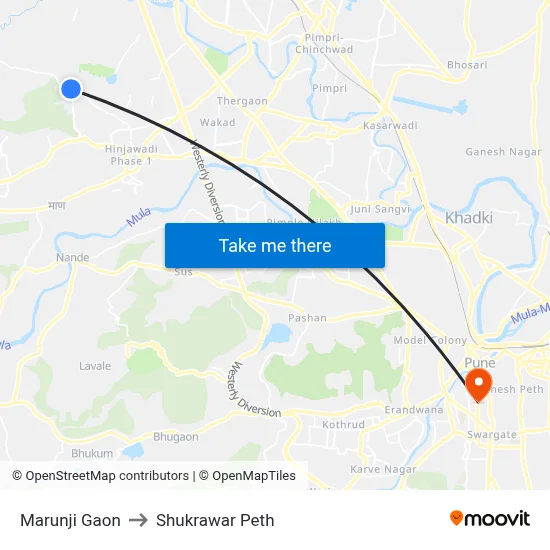 Marunji Gaon to Shukrawar Peth map