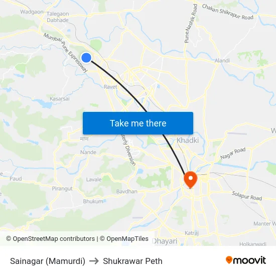 Sainagar (Mamurdi) to Shukrawar Peth map