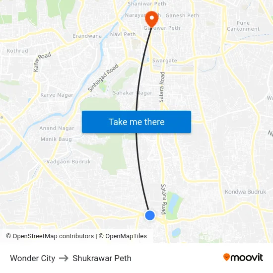 Wonder City to Shukrawar Peth map