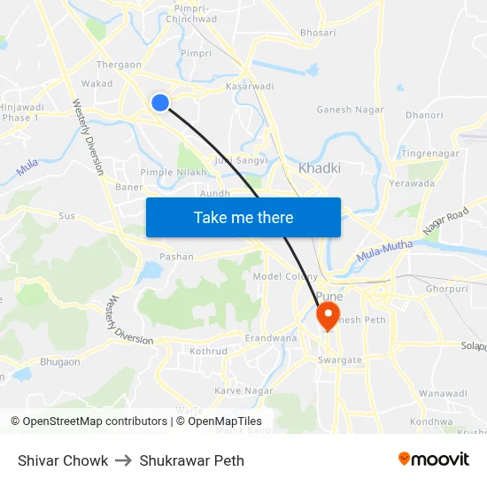 Shivar Chowk to Shukrawar Peth map