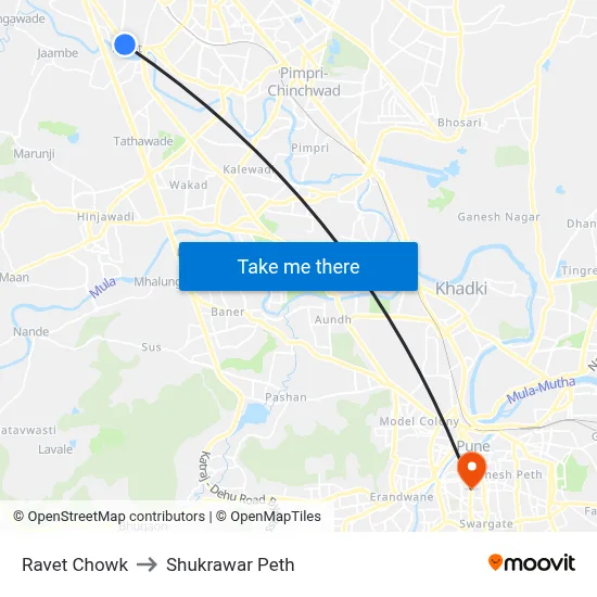 Ravet Chowk to Shukrawar Peth map