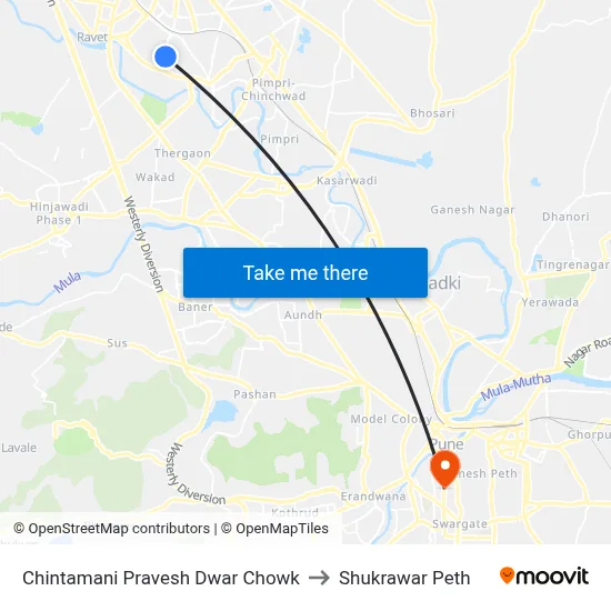 Chintamani Pravesh Dwar Chowk to Shukrawar Peth map