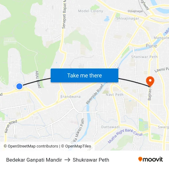 Bedekar Ganpati Mandir to Shukrawar Peth map