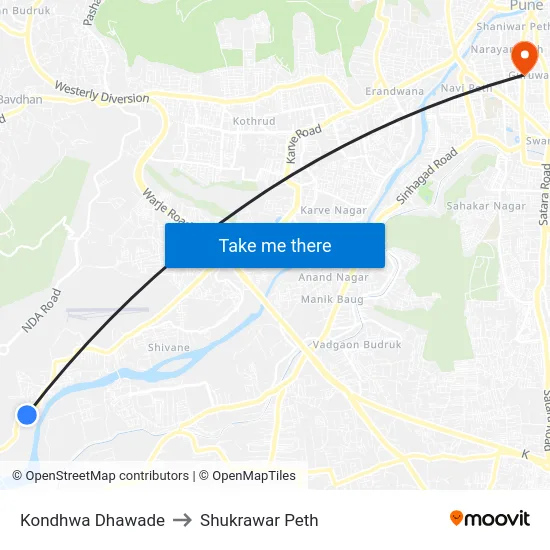 Kondhwa Dhawade to Shukrawar Peth map