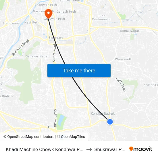Khadi Machine Chowk Kondhwa Road to Shukrawar Peth map