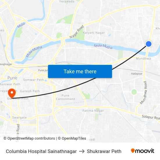 Columbia Hospital Sainathnagar to Shukrawar Peth map