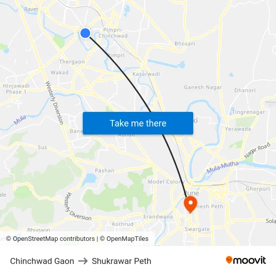 Chinchwad Gaon to Shukrawar Peth map