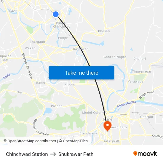 Chinchwad Station to Shukrawar Peth map