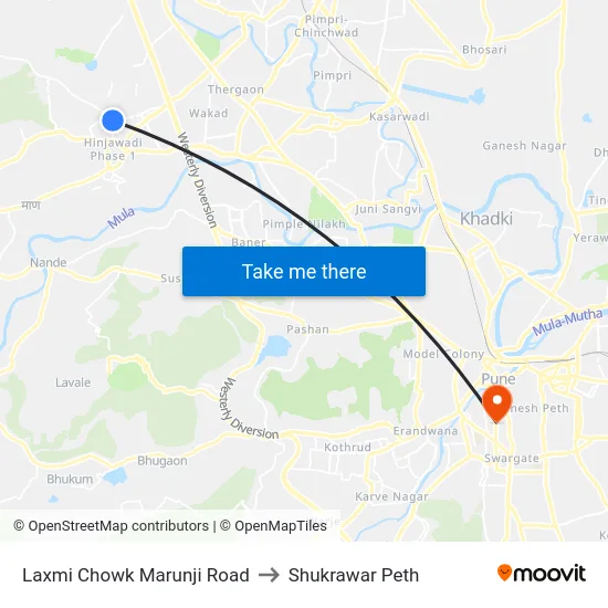 Laxmi Chowk Marunji Road to Shukrawar Peth map