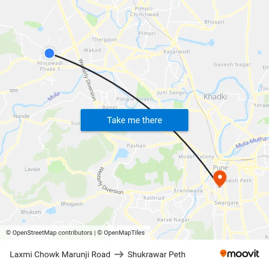 Laxmi Chowk Marunji Road to Shukrawar Peth map