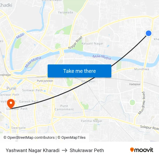 Yashwant Nagar Kharadi to Shukrawar Peth map