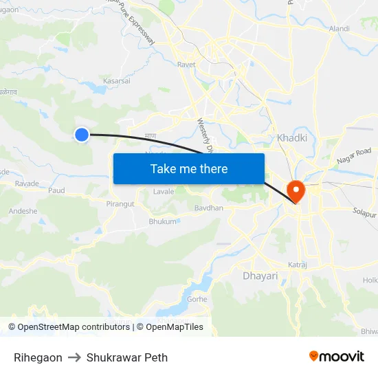 Rihegaon to Shukrawar Peth map
