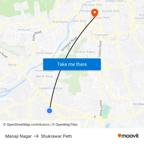 Manaji Nagar to Shukrawar Peth map