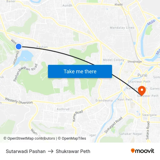 Sutarwadi Pashan to Shukrawar Peth map