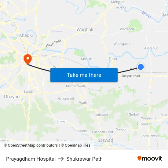 Prayagdham Hospital to Shukrawar Peth map