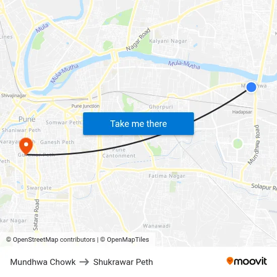 Mundhwa Chowk to Shukrawar Peth map