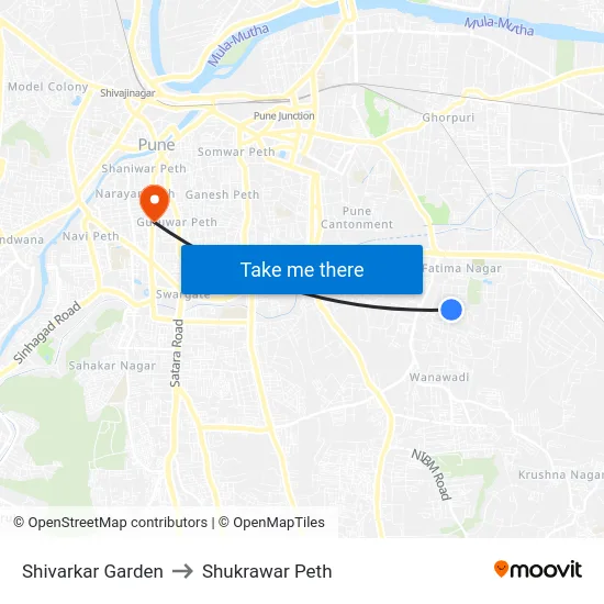 Shivarkar Garden to Shukrawar Peth map