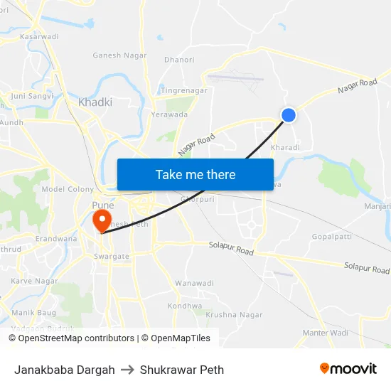 Janakbaba Dargah to Shukrawar Peth map