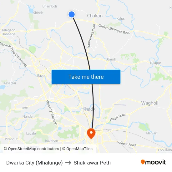 Dwarka City (Mhalunge) to Shukrawar Peth map