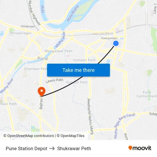 Pune Station Depot to Shukrawar Peth map