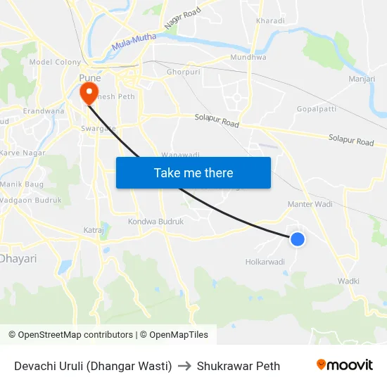 Devachi Uruli (Dhangar Wasti) to Shukrawar Peth map