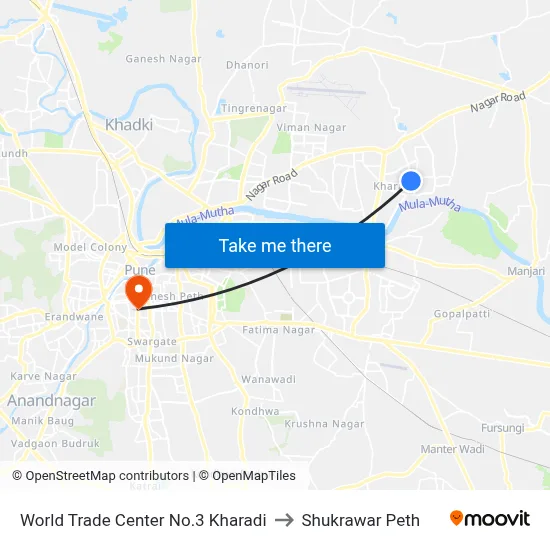 World Trade Center No.3 Kharadi to Shukrawar Peth map