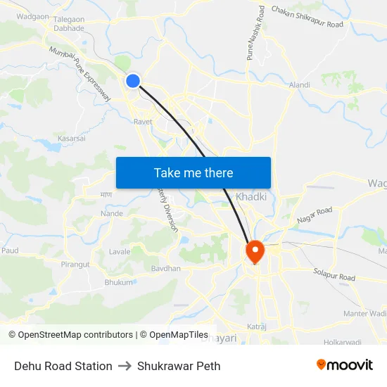 Dehu Road Station to Shukrawar Peth map