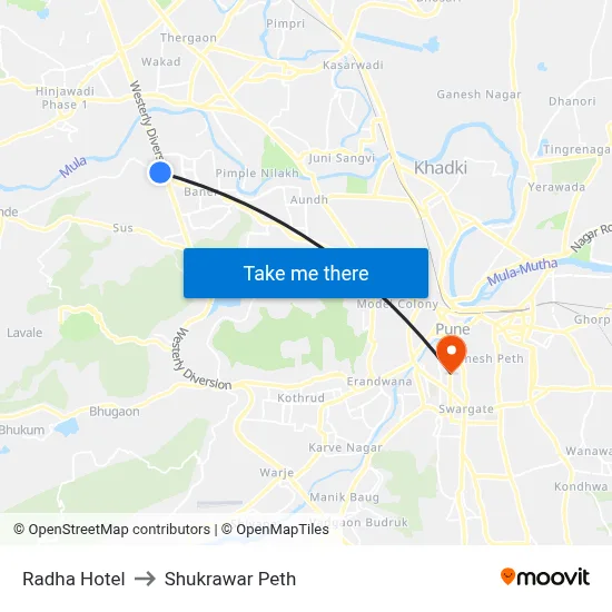 Radha Hotel to Shukrawar Peth map