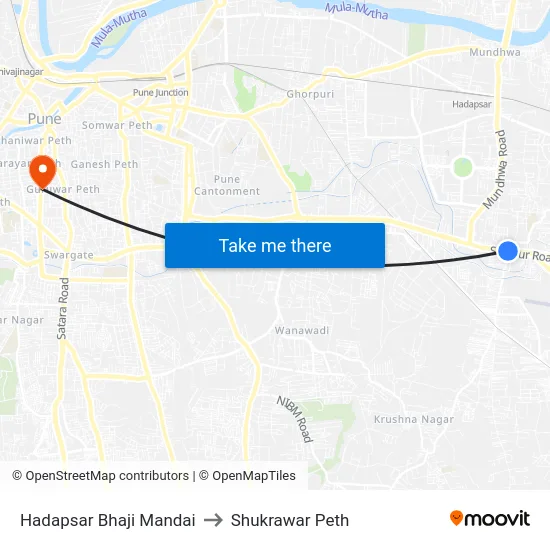 Hadapsar Bhaji Mandai to Shukrawar Peth map